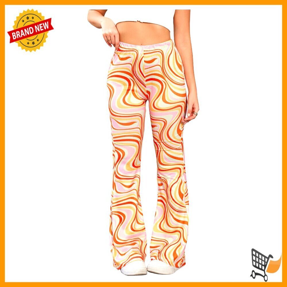 Snakeskin High Waist Flare Bell Bottom Stretch Pants Y2K Retro Chic Casual